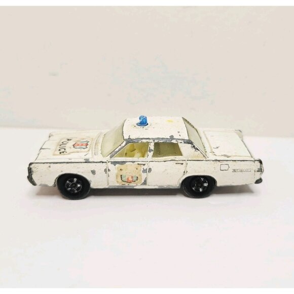 1968 Matchbox Lesney No.55/73 Mercury White Police Car Sedan Cop Blue Dome - Picture 1 of 6
